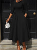 Women Twist Length Sleeve O-neck Big Swing Retro Dress Autumn Vintage Vestidos Even Party Cocktail Dresses