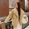 Women's Winter Lapel Puffer Jacket Loose Y2K Down Cotton Coat Woman Solid Color Casual Windproof Warm Cropped Parkas