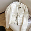 Women Pu Leather Jacket Women Autumn Short Casual All-match Leather Tops Female Korean Loose Leather Lady Outerwear