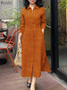 Autumn Elegant Lapel Neck Long Sleeve Shirt Dress Women Dresses Stylish Solid OL Work Dresses Buttons Midi Up Robe