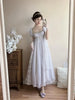 Handmade Women Green Beaded Lace Formal Dress Regency Empire Waist Lolita Gown French Elegant Party Outfit Chic Retro