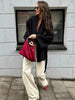 Chic Black Lace Up Jackets With Belt Women V-neck Long Sleeve Lace Up Loose Coats Autumn Casual Street Daily Outerwear