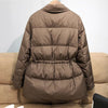 Lagabogy Winter Women White Duck Down Coat Female Notched Collar Double Breasted Coats Casual Lady Drawstring Puffer Outwear