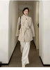 Autumn Simple Style Korean Long Stand-up Collar White Trench Coat Women's Trench