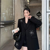 Autumn Black Blazers Women's Casual Elegant Long Sleeve Temperament Casual Loose Suit Woman Ladies Outwear
