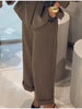Lady Black Pinstripe Two Piece Suit Belted Wrap Long Sleeves Blazer Wide Leg Pants Sets Autumn Chic Formal Business Set