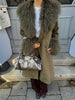 Elegant Solid Faux Fur Spliced Coat Women Lapel Long Sleeve Tassel Plush Outerwear Fall Winter Warm Streetwear