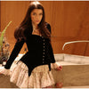 Women's Vintage Velvet Mini Dress Sweetheart Neck Puff Sleeve Dresses Floral Ruffle Tiered Skirt Romantic Party Date Outfit