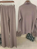 2 Pieces Sets For Women High Neck Loose Sweater With Fox Fur Cuffs Wide Leg Trousers Spring Winter 2DB1757