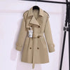 Women's Trench Coats Spring Autumn Mid-length Slim Outerwear Double-breasted Belt Long Sleeves Windbreaker