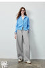 Women's Soft Cotton Curved Leg Long Pants Fall High Waist Drawstring Loose Wide Leg Pear Shape Friendly