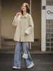 Women Mid Long Windbreaker Autumn Trench Coat Raglan Sleeve Lace Korean Style Ladies Outer Coat
