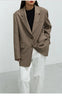 The Ultimate Store Hit Women's Mid-Length Oversized Blazer with Shoulder Pads for Petite Figures, Casual Suit Jacket