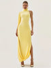 Split Turtleneck Sexy Maxi Dress Women Gown One-shoulder High Waist Bodycon Solid Club Party Long Dress Elegant