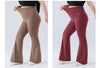 Plus Size Fit Yoga Flared Trousers for Women Semaless Two Sides Pocket Leggings High Waist Push Up Butt Gym Trainning Leggings