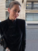 Elegant Women's Velvet Blazerjacket Frog Button Long Sleeve Slim Black Short Coat Spring Female Street Outerwear