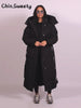 Warm Women's Puffy Quilted Hooded Long Cotton Coat Loose Solid Stand Collar Lace Up Zipper Overcoats Winter Lady Outwear