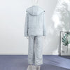 Street Stripe Cotton Padded Coat Pant Women Set Loose Full Sleeve Hooded Zipper Jacket Elastic Waist Pants Winter Lady Suit