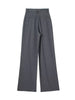 Women Solid Pleated Front Zipper Wide Leg Pants Vintage High Waist Full Length Female Chic Lady Trousers