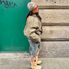 Autumn Women's Green Suede Short Jacket Loose Lapel Zipper Long Sleeve Bomber Coat Female Lady High Street Outwears