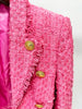 High Street FW Designer Jacket Women's Slim Fitting Tassel Fringed Tweed Blazer