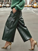 Women's PU Leather Pockets High Waisted Straight Leg Pants High Street Solid Color Casual Trousers Bottoms
