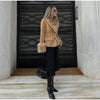 Women Faux Fur Collar Puffer Jacket Lapel Oversized Long Sleeve Warm Loose Thick Coat Female Winter Casual Jackets