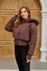 Women's Bomber Jacket Hooded Cropped Coat Winter Jacket Woman Cool Warm Clothes Coffee Black White Clothing XXL