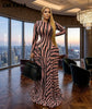 Women O-neck Striped Print Long Sleeve Big Swing Pleated Maxi Dress Evening Sexy Party Vacation Long Dresses Vestidos
