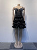 Women Mesh Diamonds Rhinestones Cake Style Big Swing Strap Bodycon Midi Dress Sexy Party Even Dresses Vestidos