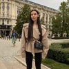 Women V-neck Lapel Belt Trench Coat Lace Up Full Sleeve Button Short Thin Windbreak Lady Daily Street Outerwear