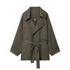 Turn Down Collar Loose Top Jacket Women Autumn Two-piece Sets