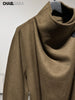 Women's Wool Blend Coat High Neck Belted Wrap Jacket Elegant Long Sleeve Warm Outerwear for Autumn Winter