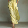 Bohemian Elegant Lace-up High Waist Long Dress Woman Turn-down Collar Hollow Party Dress Spring 3/4 Sleeve Pocket Maxi Dress