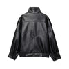 Chic Black Faux Leather Jackets Women Long Sleeve Buttons Elastic Oversized Coats Autumn Winter Streetwear