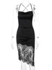 Lace Patchwork Satin Mini Dress Women Bodycon Sexy Lace Up Backless Short Dress Party Elegant Clothes Birthday Evening