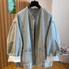 European and American Style Lace-embroidered Casual Denim Coat for Women Spring and Autumn Loose V-neck Coats
