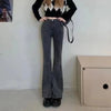 Woman High Waist Vintage Flare Jeans Female Elastic Bell Bottom Pants Girls Black Brown Deep Blue Light Blue Denim Trousers