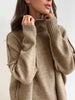 Women's Autumn and Winter Relaxed Leisure Lazy Thick Knit Two-piece Set High Collar Slit Sweater + Long Pants Suit