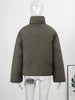 Casual Solid Lace Up Cotton Jacket Women Stand Collar Long Sleeve Pocket Warm Thick Jackets Autumn Winter Lady Outerwear