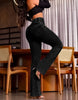 Allukasa autumn winter Elegant High Waist Button Front Casual Female Jeans Sexy Back Shirred Trouser Bottom