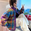 Women Coat Polar Fleece Plaid Autumn Winter Thick Vintage Casual Women Jacket Euro-America Style