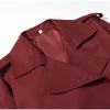 Khaki Belt Lace Up Short Trench Coat Women Elegant Full Sleeve V Neck Loose Jacket Autumn Daily High Street Outerwear