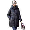 Black PU Leather Coat Hooded Down Cotton Clothes Women's Winter Cocoon-Type Thick Loose Cotton-Padded Jacket Thick Parkas