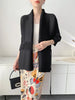 Black Tie Cardigan Design Women's Pleated Jacket Stemperament Casual Niche Three Quarter Top 2DB3365