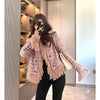 Pink Tassel Fragrant Tweed Suit Coat Female Autumn Winter Thickened Retro Double-Breasted Women Blazers
