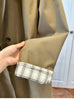 Korean Contrasting Color Plaid Lapel Medium and Long Trench Women's Coat Loose Coat