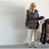 Women's Winter Jacket Hooded Drawstring Zipper Stand-Up Collar Lace Up Winter Jacket Female Loose Casual Chic Jackets For Ladies