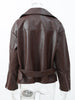 Retro Solid Lace Up Leather Short Jackets Women Chic Lapel V-neck Waist Cinching Cropped Jackets Lady Daily High Street Outwear