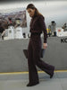 Women's Autumn Winter Knit Cardigan Pants Set Slim Fit Long Sleeve Long Trousers Simple Solid Color Sweater Suit